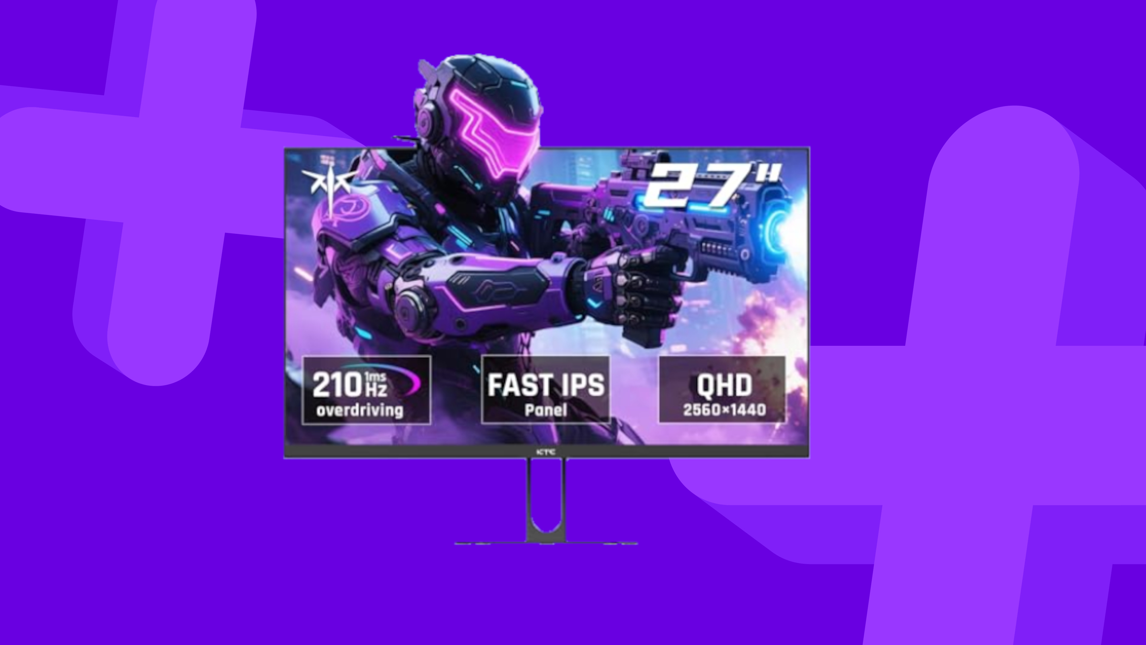 KTC gaming monitor on a purple background