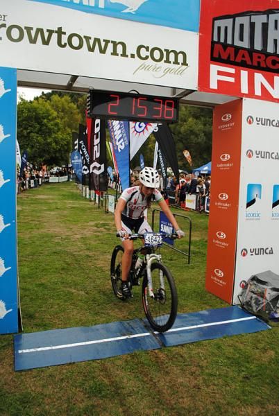 Kate Fluker wins the women's race at Motatapu