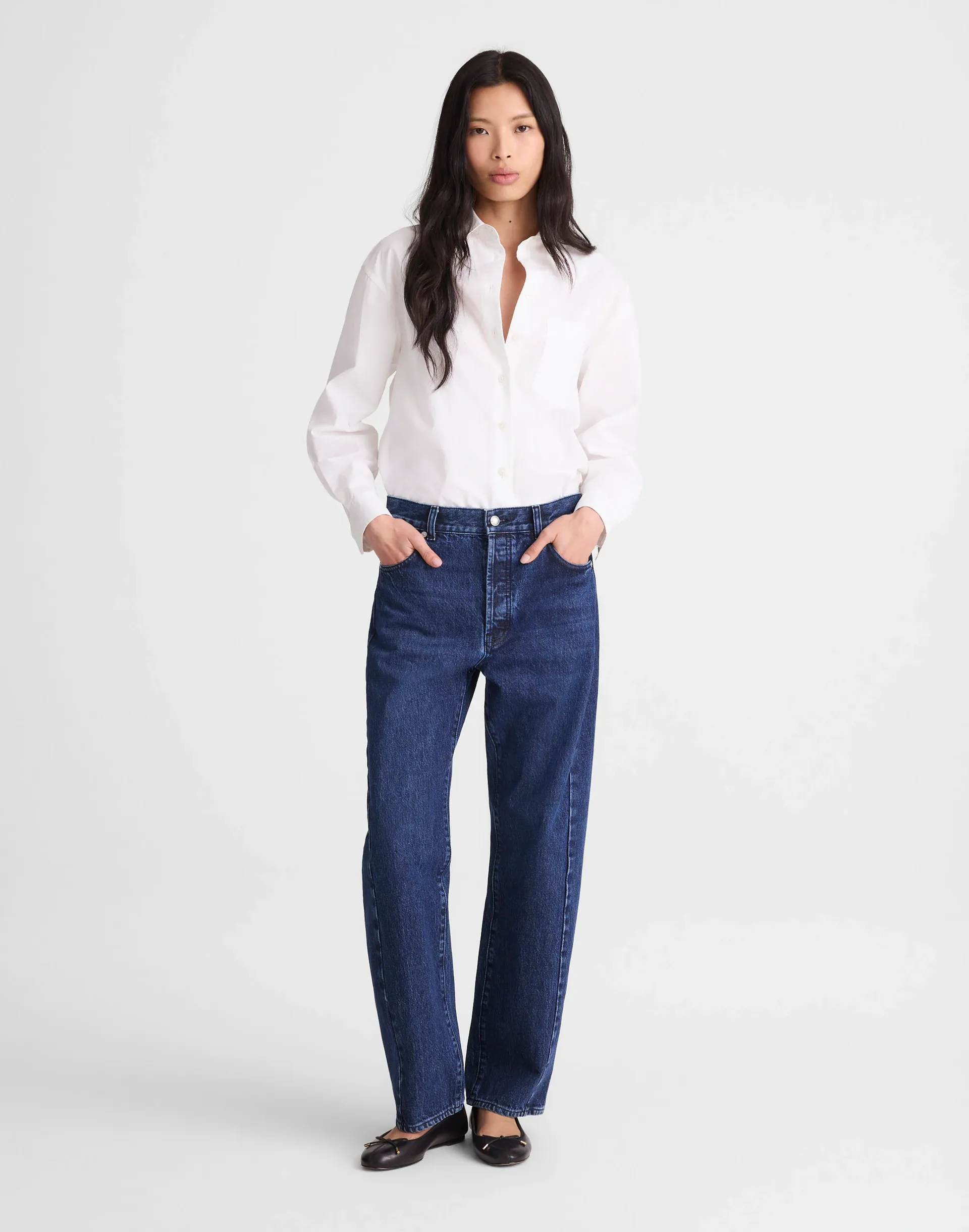 Pieced Barrel-Leg Jeans