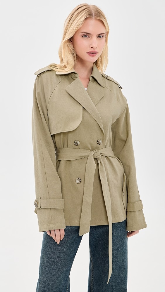Cropped Trencherous Coat - Tan