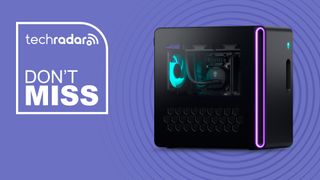 Alienware Aurora Gaming Desktop on purple background with TechRadar don't miss sign