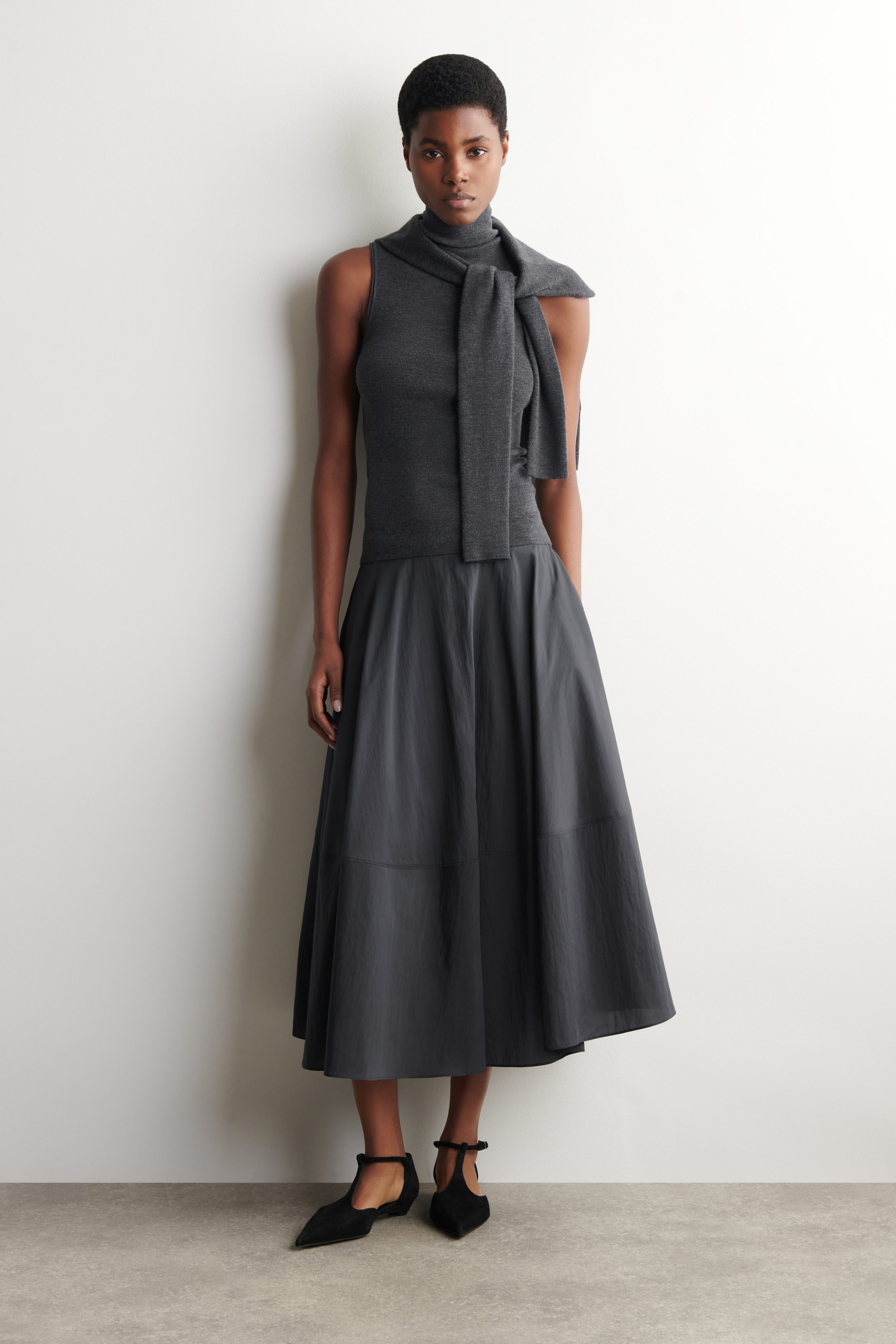 Fluid Circle-Cut Midi Skirt