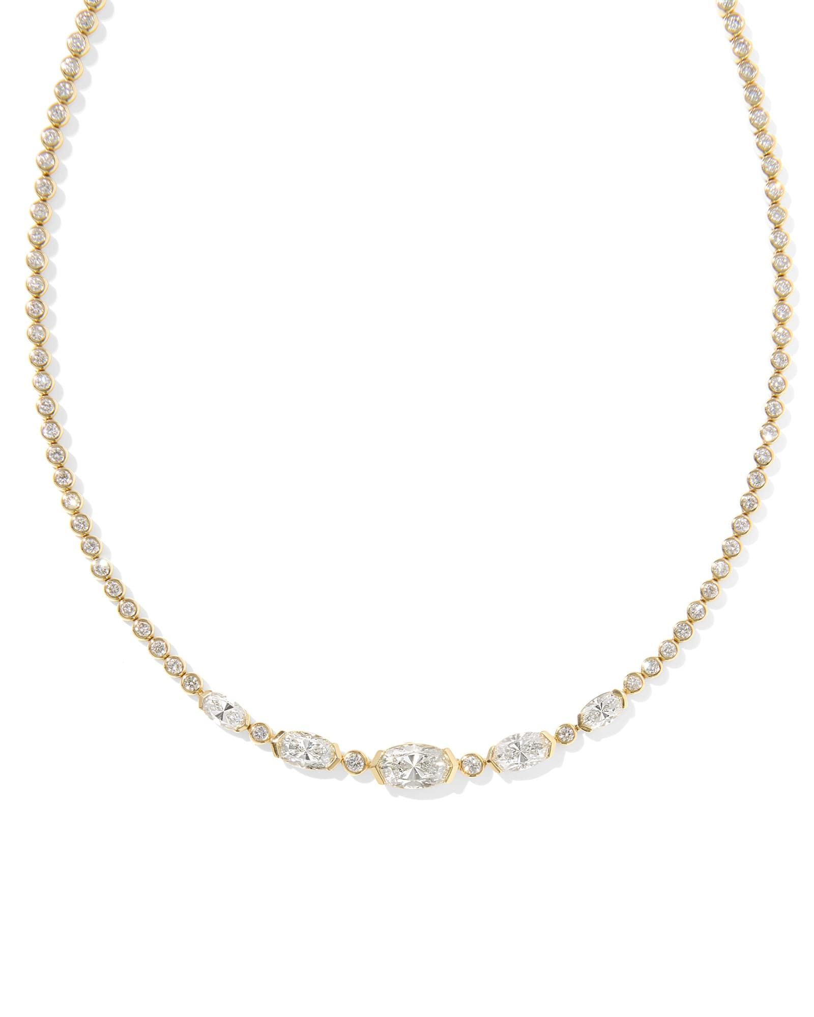 8.66 Ct Lab Grown White Diamond Custom Elisa Tennis 14k Yellow Gold Necklace