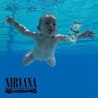 Nevermind cover showing a baby swimming towards a dollar bill
