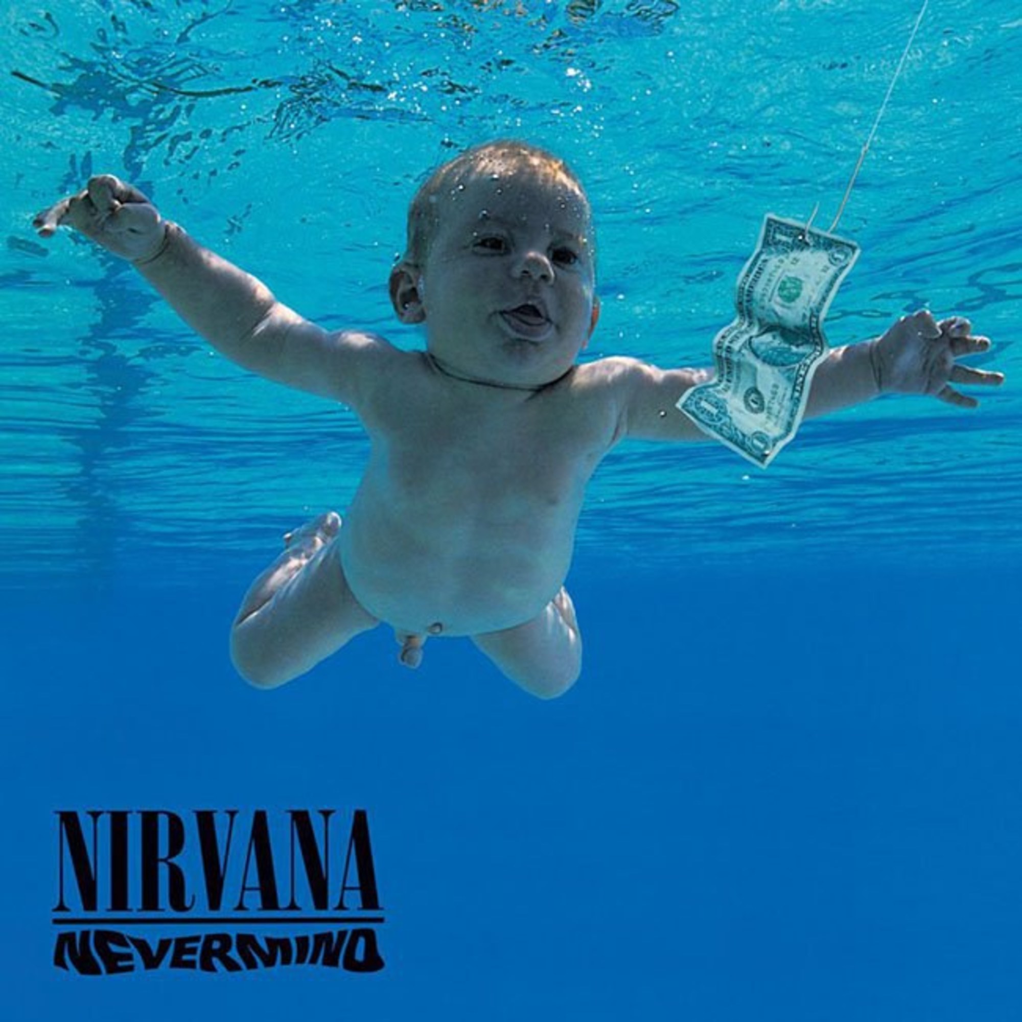 Nevermind cover showing a baby swimming towards a dollar bill