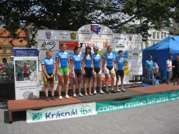 The Czech mixed team on the podium.
