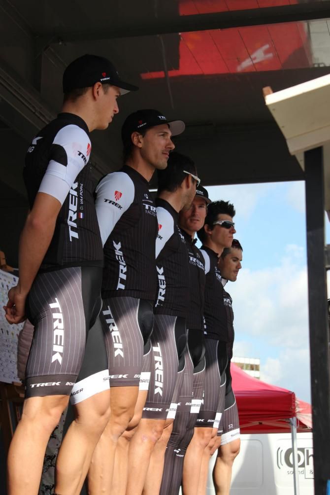 Trek Factory Racing are presented to the crowds