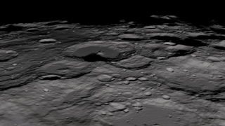 A view of the lunar south pole obtained by the LRO.