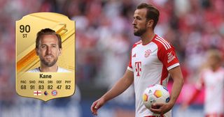 EA Sports FC 24 best finishers: Harry Kane of Bayern Munich with the match ball following the team's victory during the Bundesliga match between FC Bayern München and VfL Bochum 1848 at Allianz Arena on September 23, 2023 in Munich, Germany.