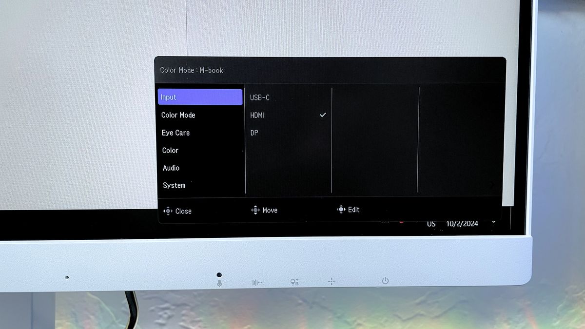 Close up of the "Input" menu pop up on the BenQ GW2790QT Ergonomic Eye-Care monitor