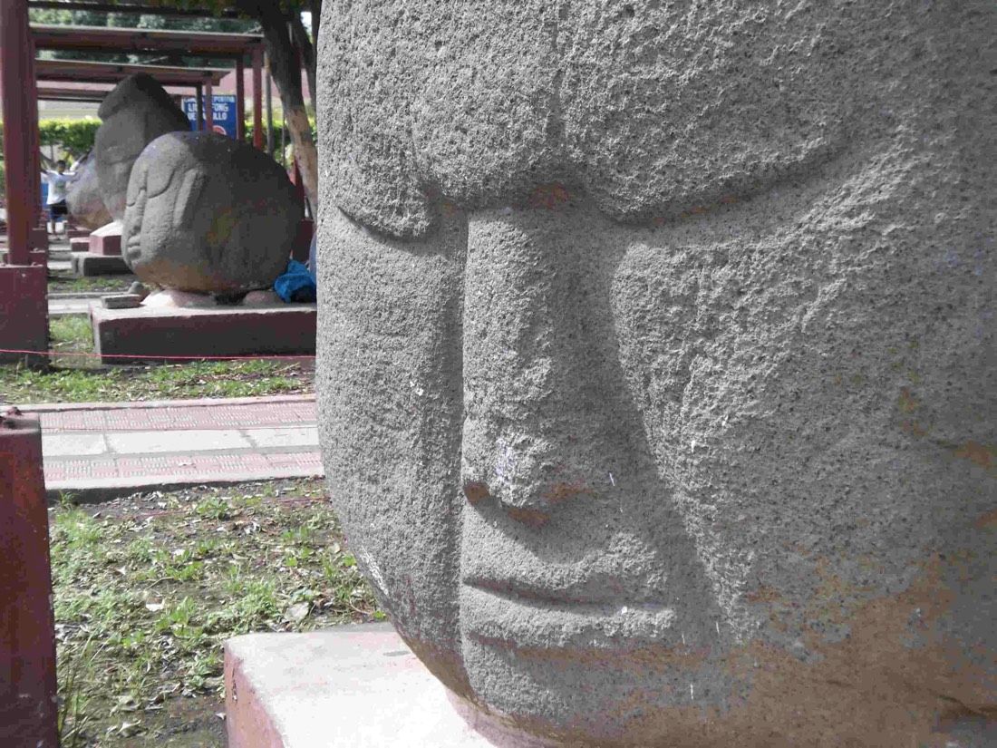 Potbelly sculptures on display near Guatemala&#039;s Pacific coast.