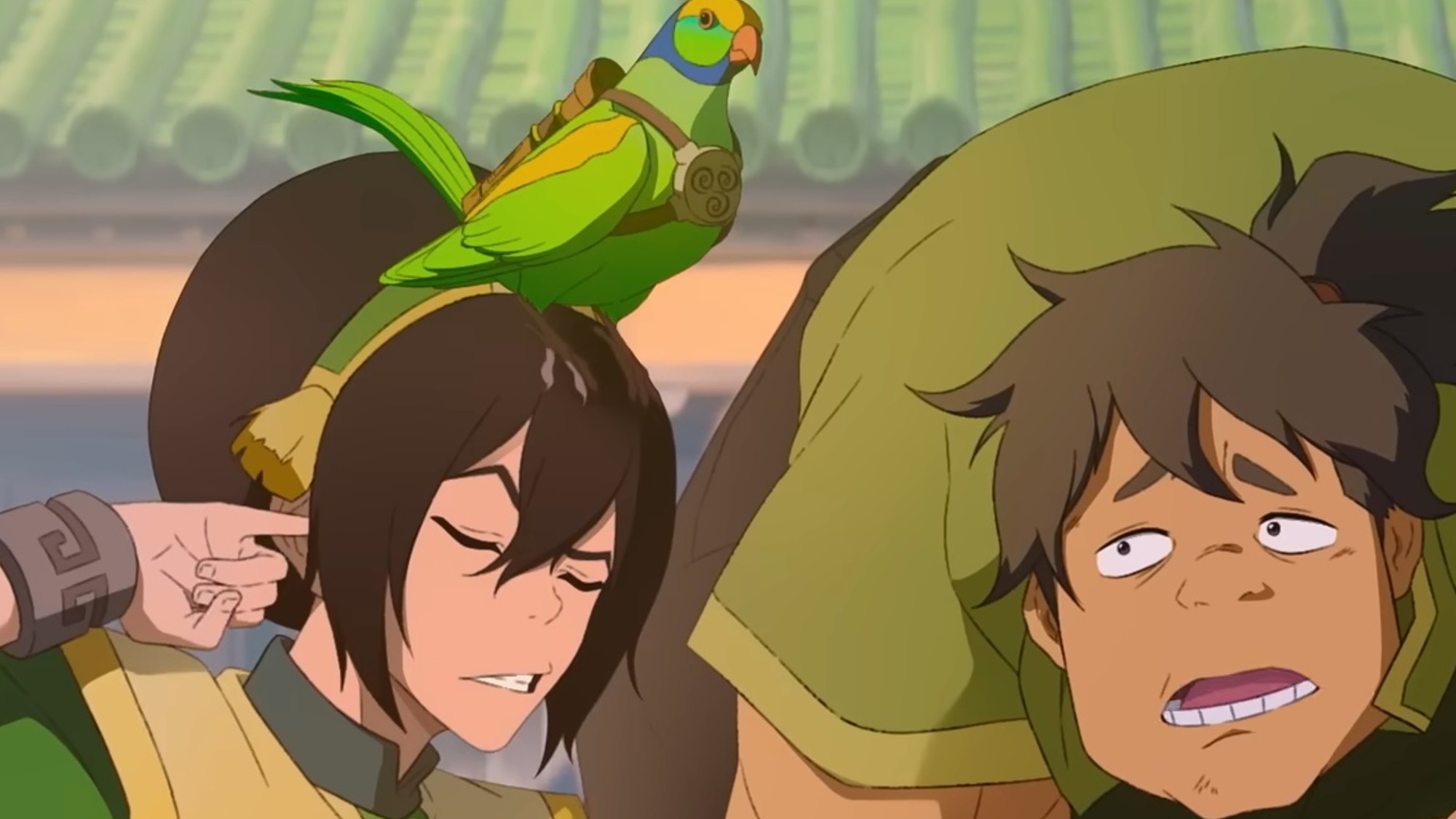 Toph picking out her ear in Avatar Aang: The Last Airbender