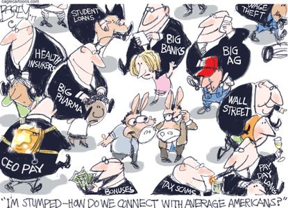 Political cartoon U.S. Democrats average American Wall Street