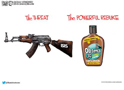 Obama cartoon World ISIS Terrorism Climate Change