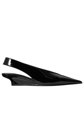 Patent-Leather Wedge Slingback Pumps