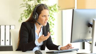 Confused woman on video conferencing call