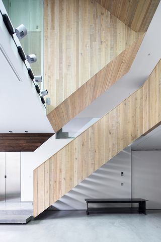 The stair is a sculptural element rising through the house.