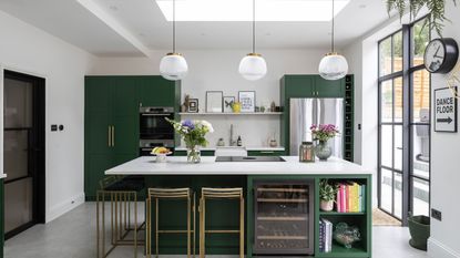 The Smith's green units has given their new kitchen a fresh look