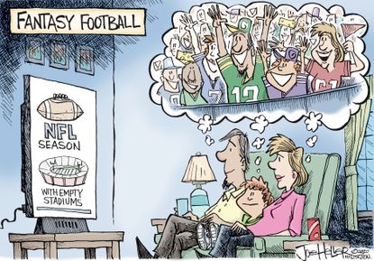 Editorial Cartoon U.S. NFL football empty stadiums