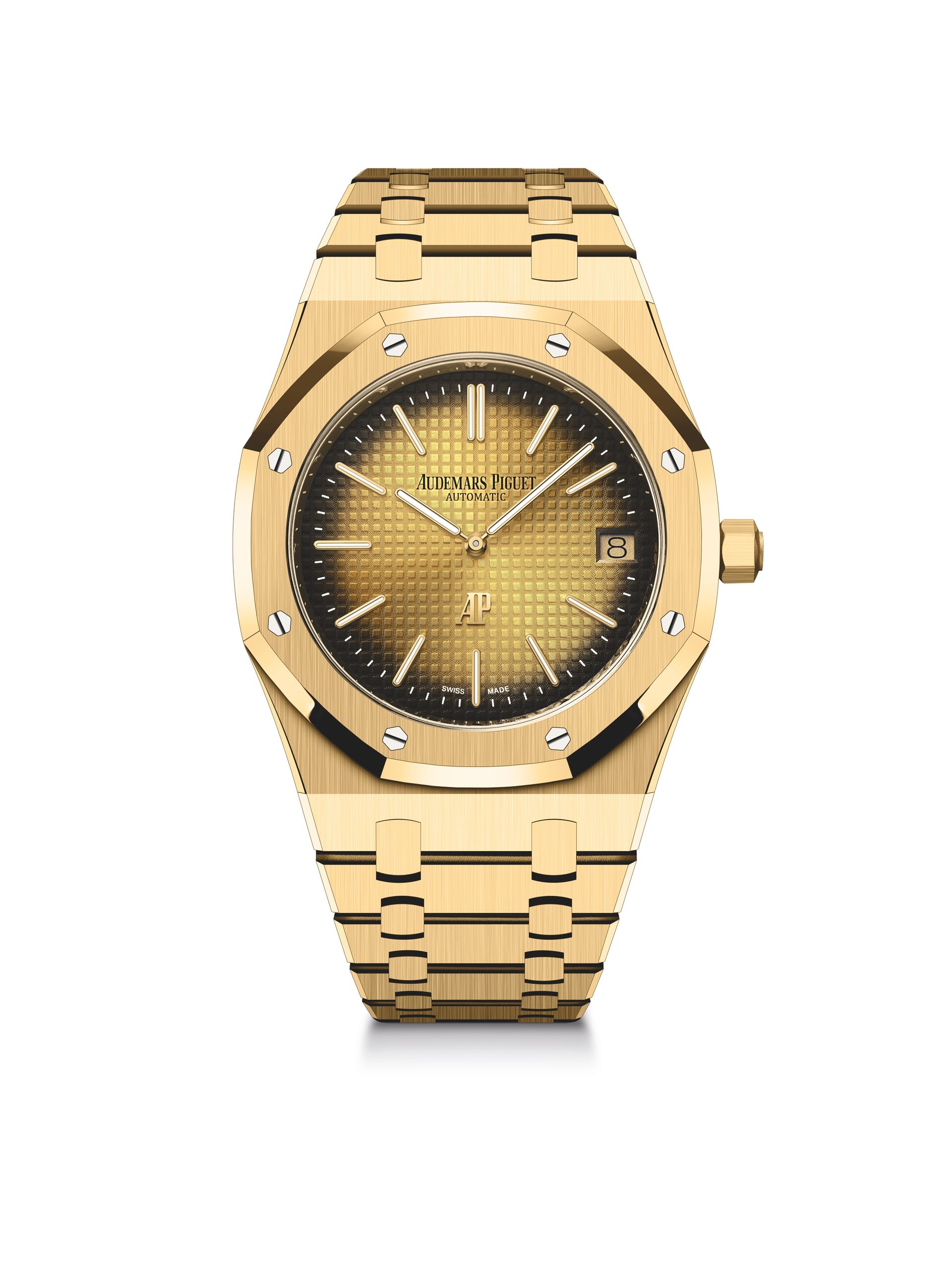 gold royal oak watch by audemars piguet