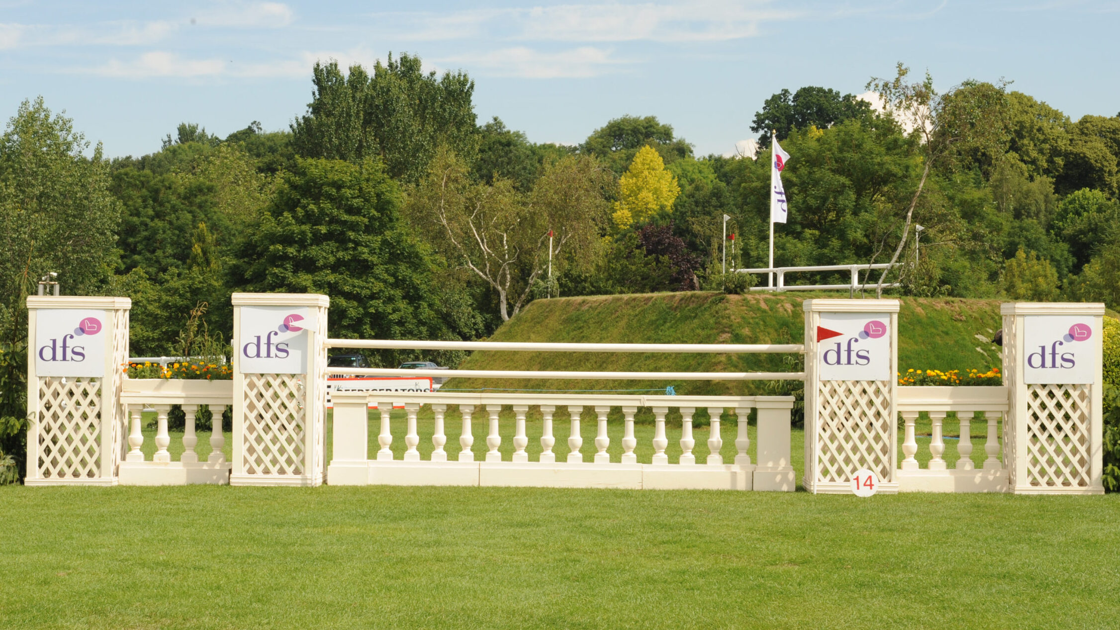 Large white balustrades fence
