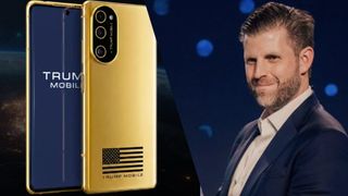 trump mobile phone next to person.