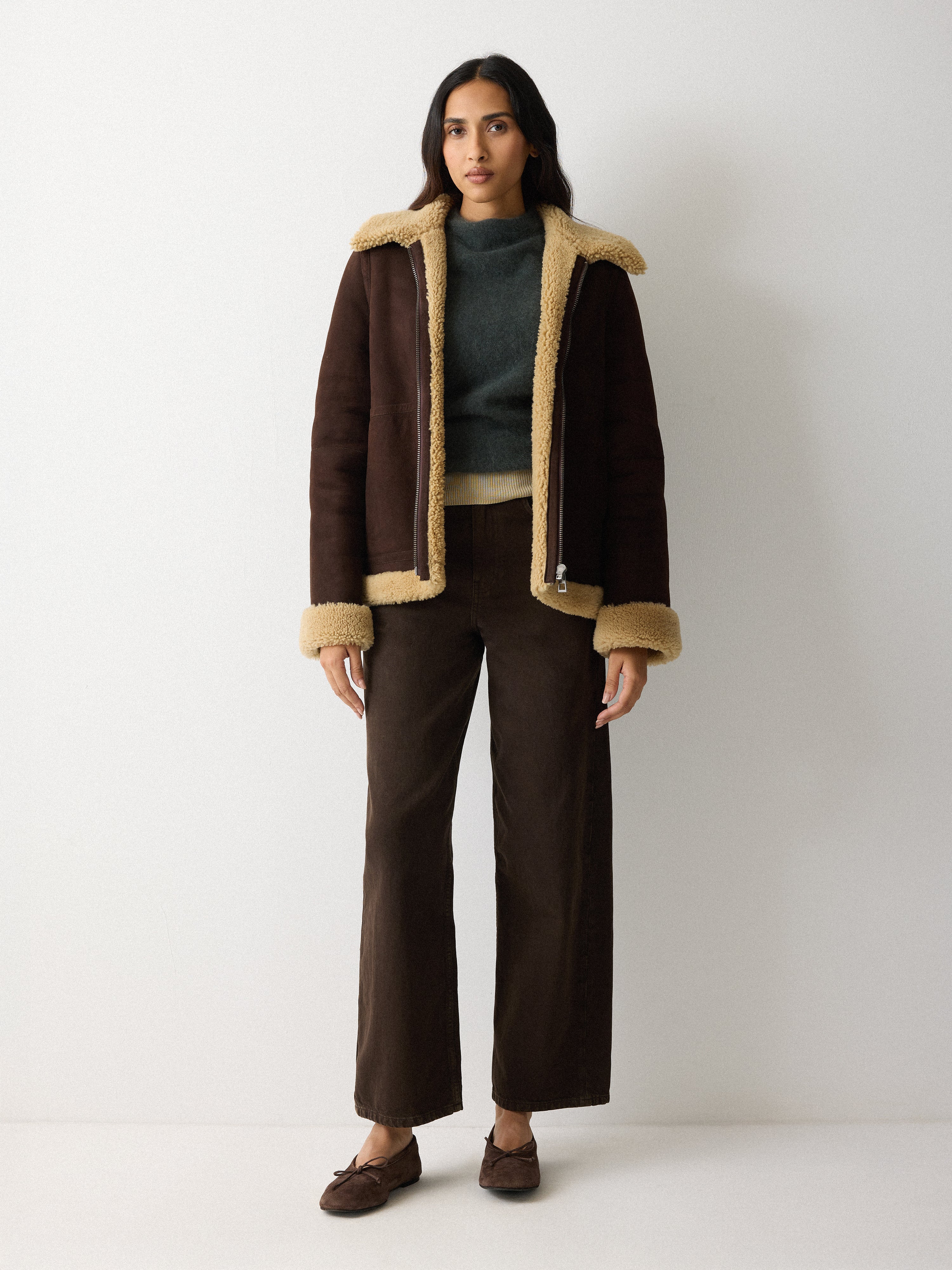 Italian Merino Shearling Coat | Brown