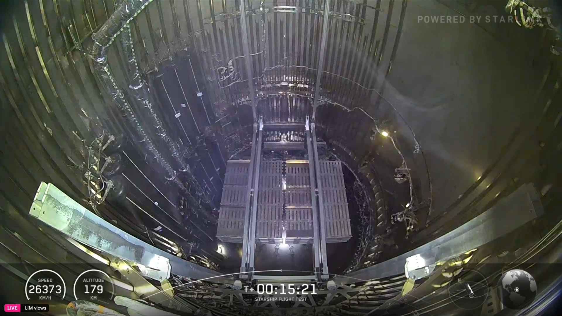 A series of dummy Starlink satellites inside the SpaceX Starship Flight 10 Ship