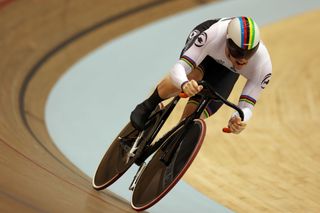 GLASGOW SCOTLAND APRIL 24 Harrie Lavreysen of Netherlands competes in the Mens Sprint Qualifying during day four of the UCU Track Nations Cup at Sir Chris Hoy Velodrome on April 24 2022 in Glasgow Scotland Photo by Ian MacNicolGetty Images