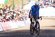 Mattia Agostinacchio of Italy celebrates winning the juniormen's race at the UCI Cyclo-Cross World Championships