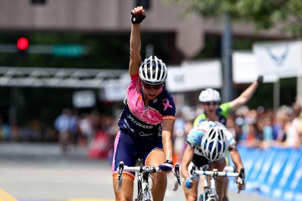 Robin Farina (Vera Bradley Foundation) sprints to women's win in Crystal City.