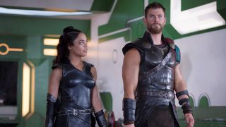 Tessa Thompson and Chris Hemsworth in Thor: Ragnarok