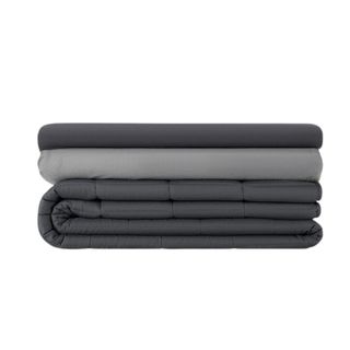 A gray weighted blanket