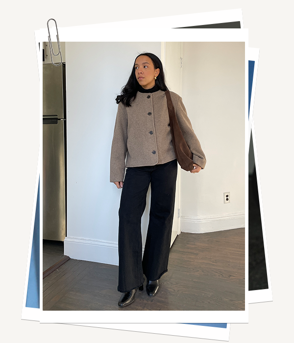 Lauren Tappan wearing dark-wash denim