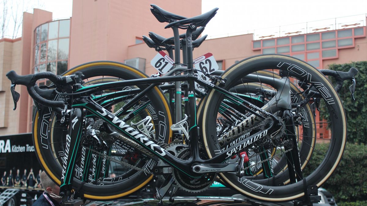 Bora-Hansgrohe's bikes ahead of the race