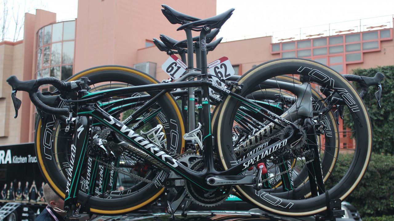 Bora-Hansgrohe's bikes ahead of the race