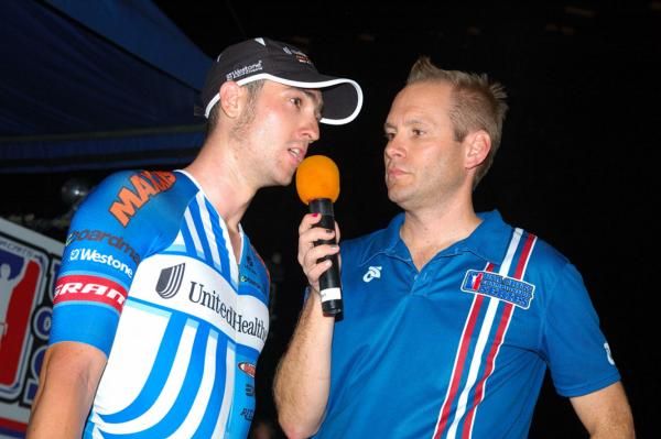 Jake Keough (UnitedHealthcare Professional Cycling Team) interviewed post-race by Race Announcer Chad Andrews.