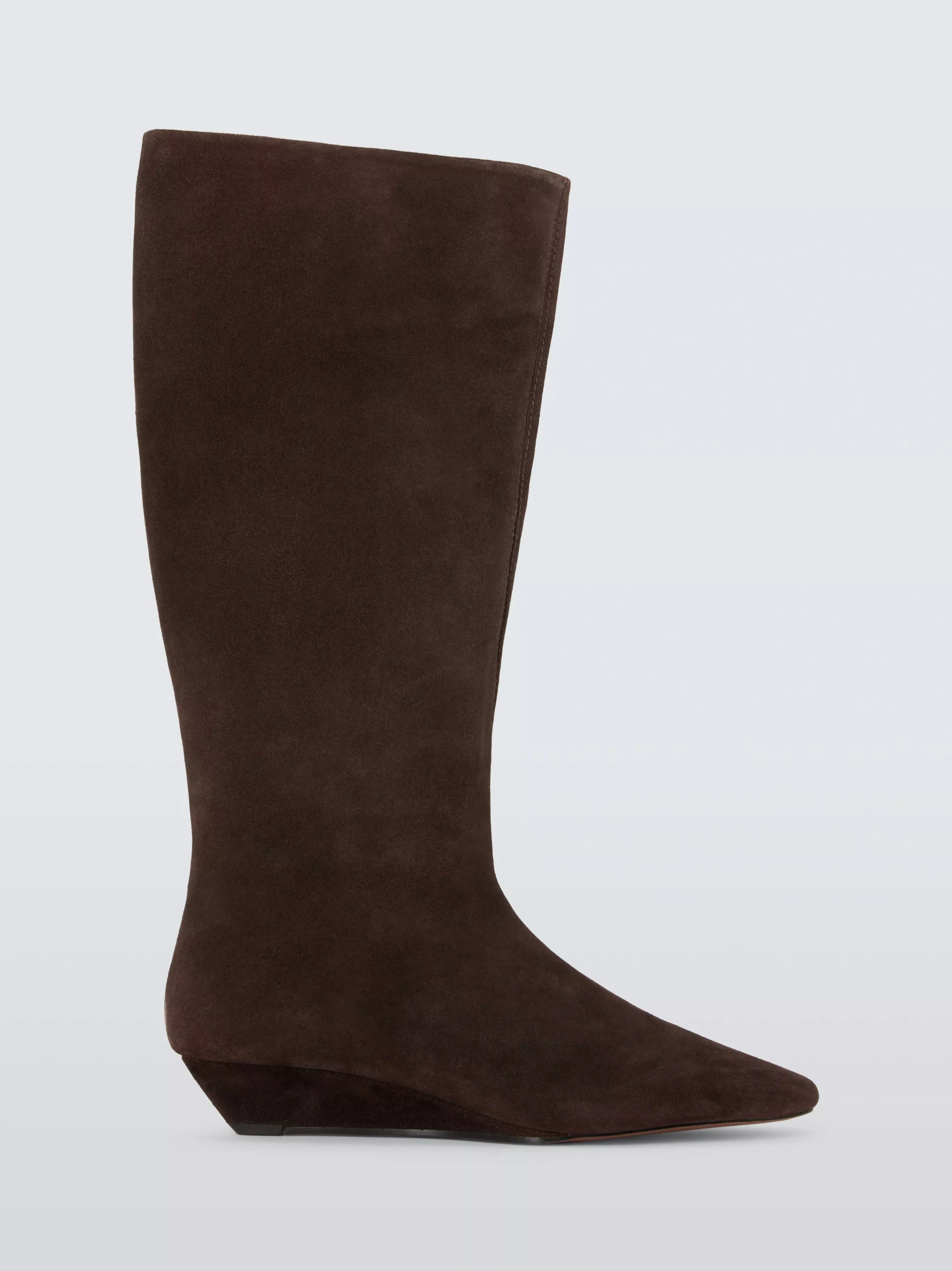 John Lewis Surrey Suede Velour Wedge Boots, Chocolate