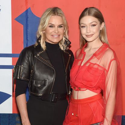 new york, ny september 10 yolanda hadid and gigi hadid attend the tommyxlewis launch party at public arts on september 10, 2018 in new york city photo by jamie mccarthygetty images for tommy hilfiger