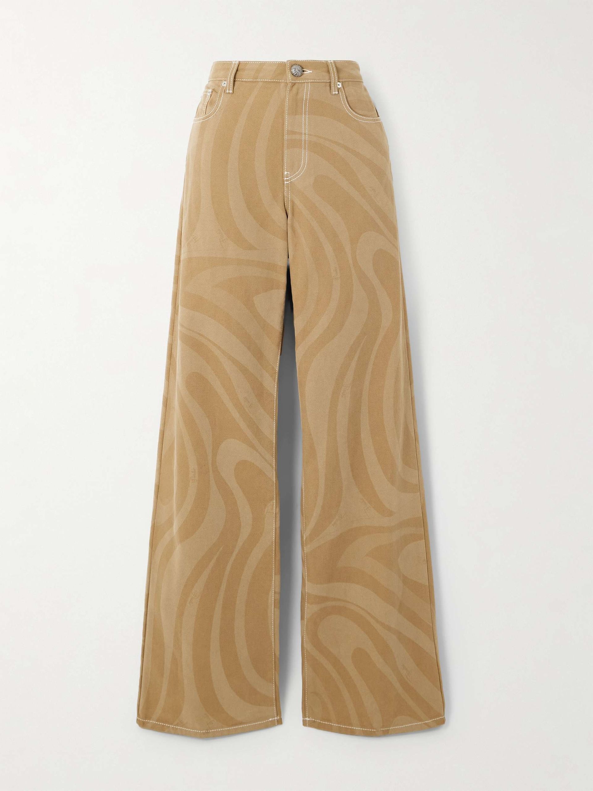 Printed Cotton-Canvas Wide-Leg Pants