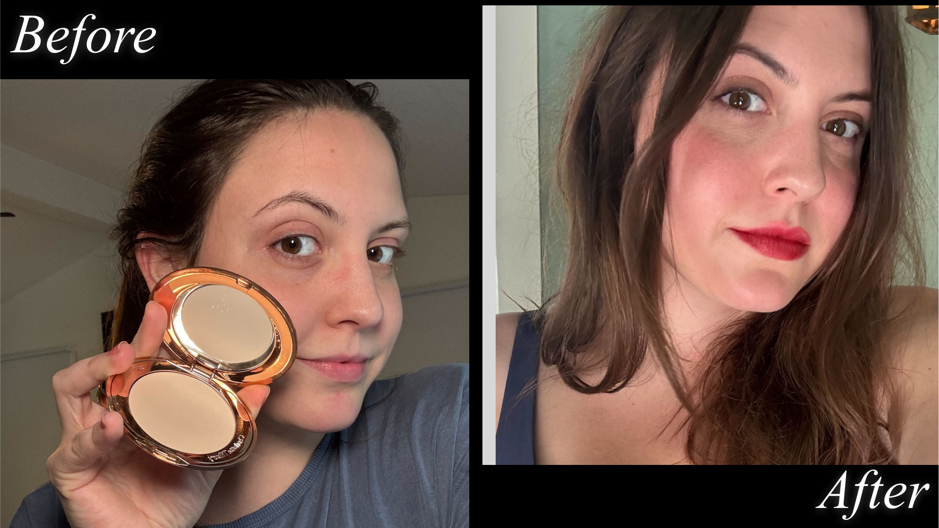 Editor testing the Charlotte Tilbury setting powder