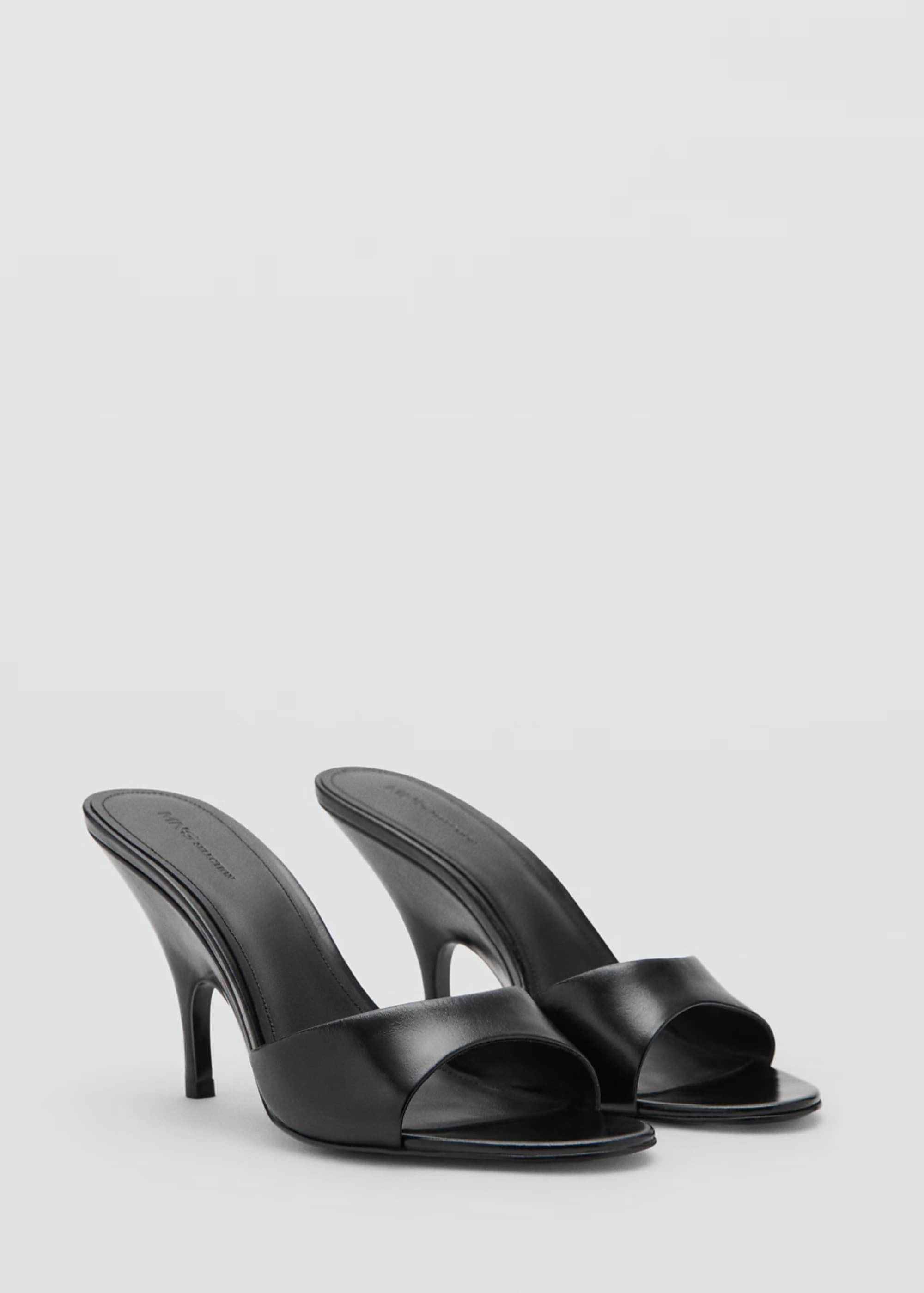 Mango Featuring Kaia Gerber 100% Leather Heeled Slingback in Black