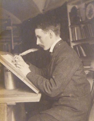 Edward Johnston at his desk