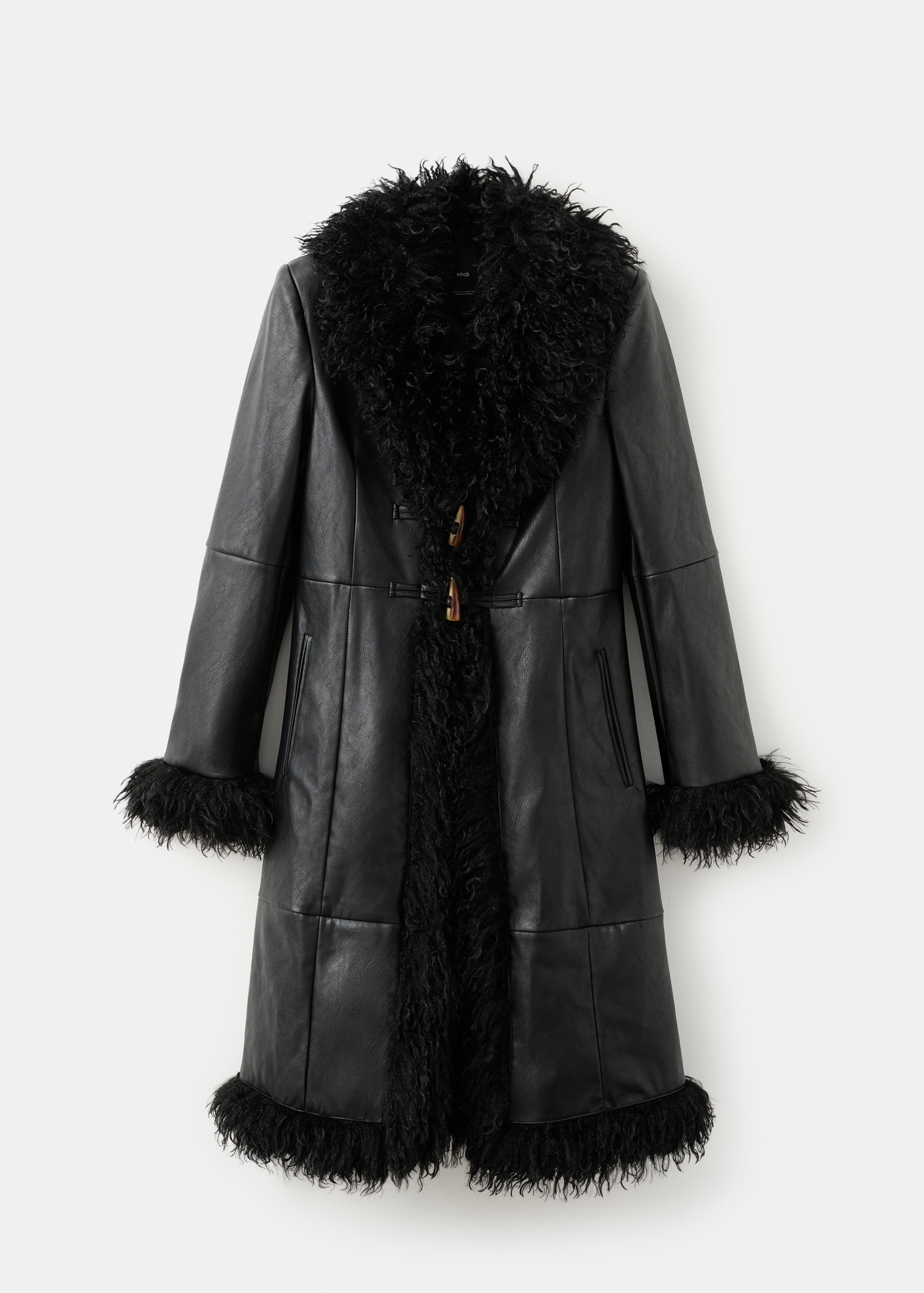 Faux-Leather Coat With Fur Trim - Women | Mango Usa