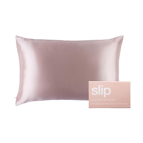 Slip Queen Silk Pillow Cases - 100% Pure 22 Momme Mulberry Silk Pillowcase for Hair and Skin - Queen Size Standard Pillow Case - Anti-Aging, Anti-Bedhead, Anti-Sleep Crease, Pink (20" X 30")