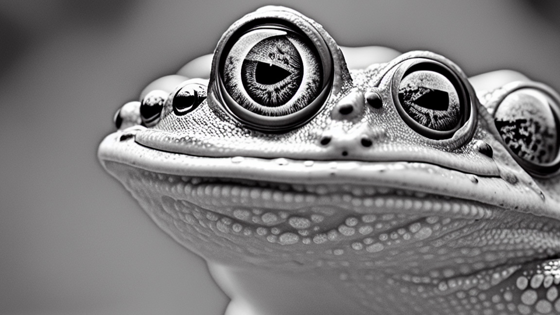 Une photo d'une grenouille avec trop d'yeux