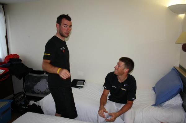 Mark Cavendish shares a room with Eisel but popped in to see Renshaw