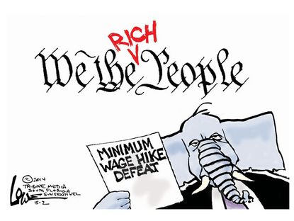 Political cartoon Republicans minimum wage