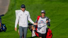 Patrick Rodgers and his caddie Chad Reynolds at the 2024 Farmers Insurance Open