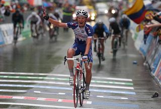 Team Katusha's Evgeni Petrov races to a stage 11 win at the Giro d'Italia